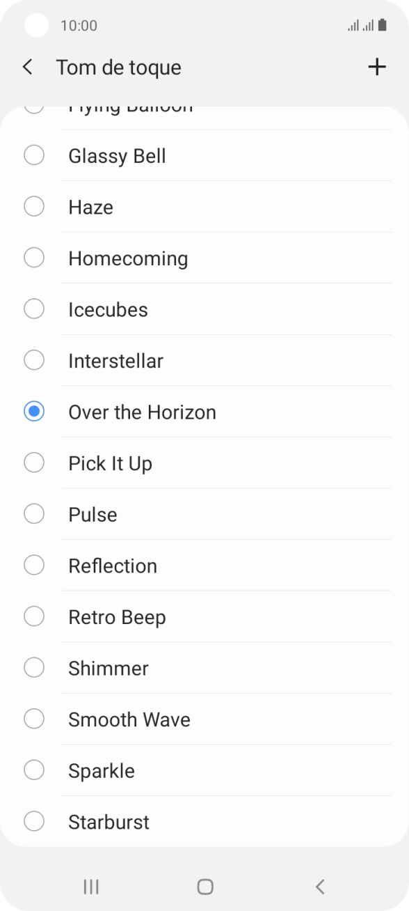 Prima o ícone para adicionar um tom de toque.