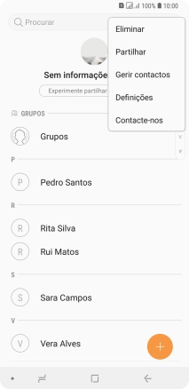 Prima Gerir contactos.