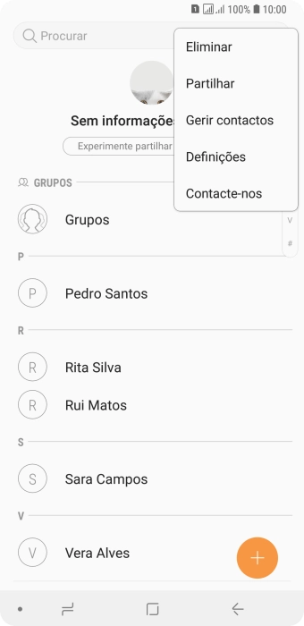 Prima Gerir contactos.