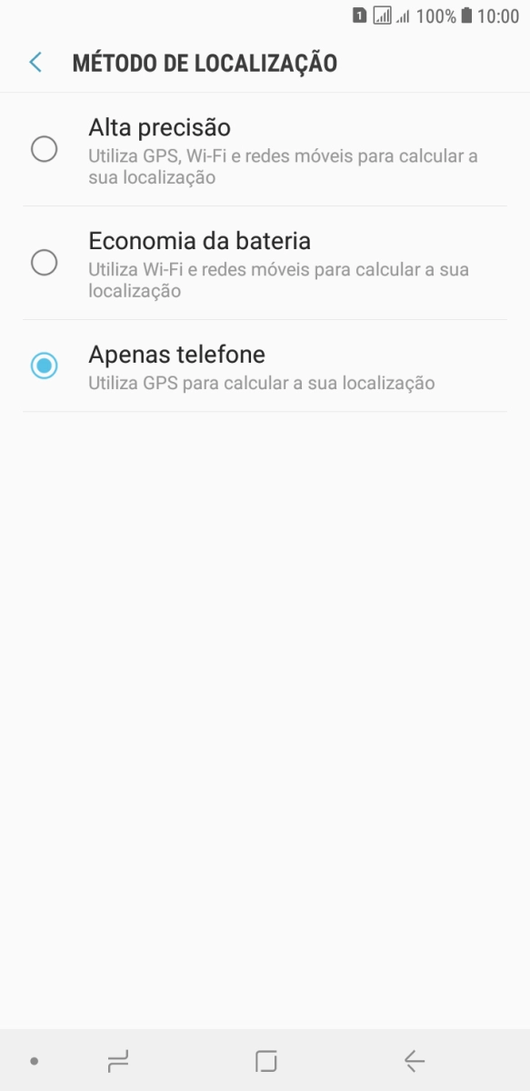 Se escolher Alta precisão, o telefone irá encontrar a sua localização precisa utilizando os satélites GPS, a rede móvel e as redes Wi-Fi nas proximidades. A navegação por satélite GPS requer vista livre ao céu.