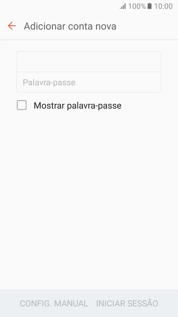 Prima Palavra-passe e introduza a password da sua conta de e-mail na Vodafone.