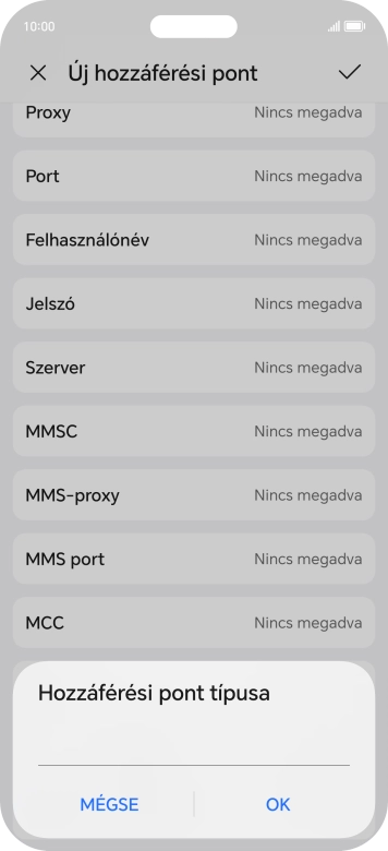 Írd be azt, hogy mms, és válaszd az OK lehetőséget.