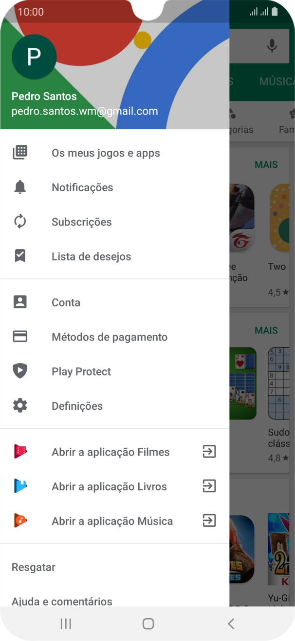 Prima Os meus jogos e apps.