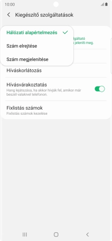 Válaszd a Szám megjelenítése lehetőséget a hívószámküldés bekapcsolásához.