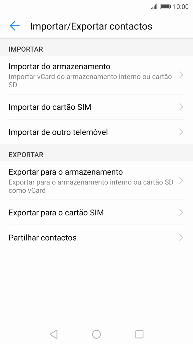 Prima Importar do cartão SIM.
