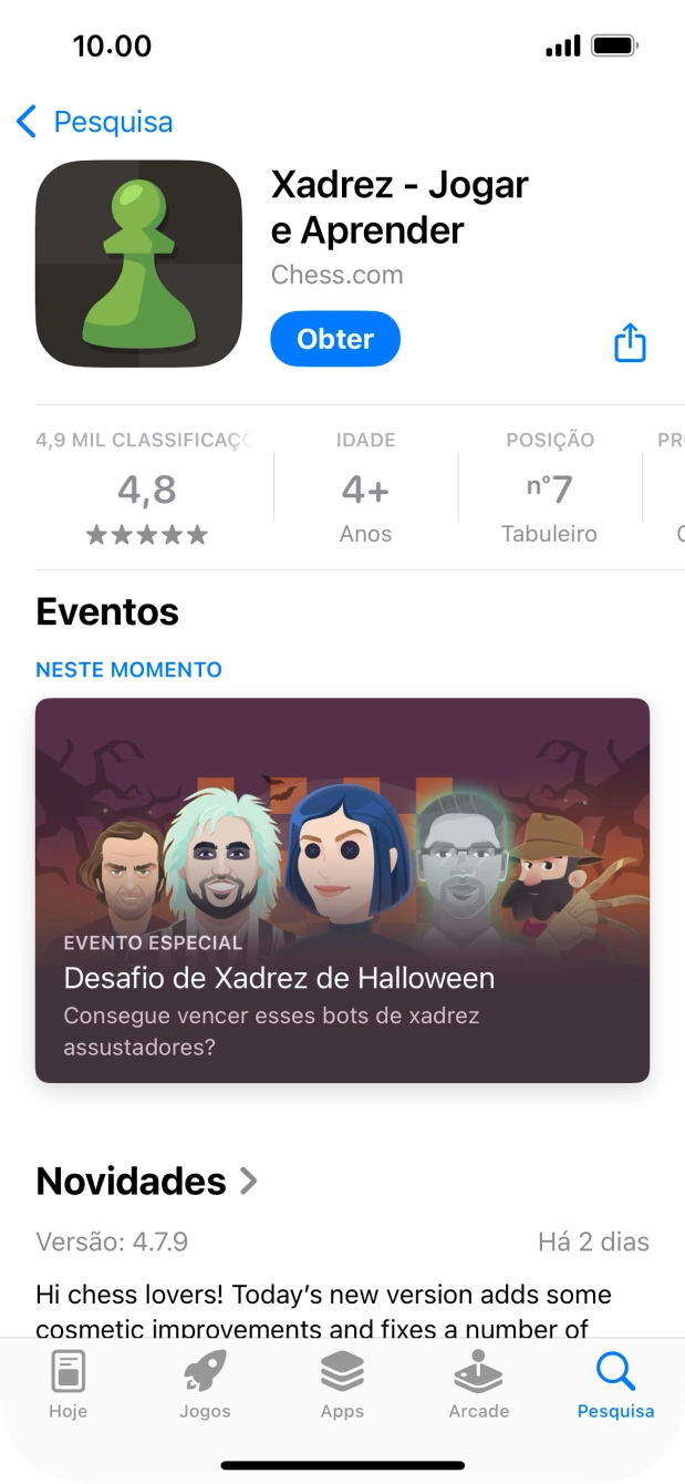 Prima Obter e siga as indicações no ecrã para instalar a app.