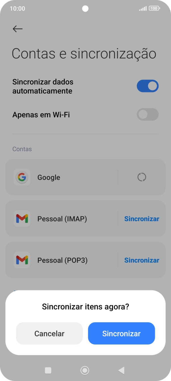 Se ativar a função, prima Sincronizar.