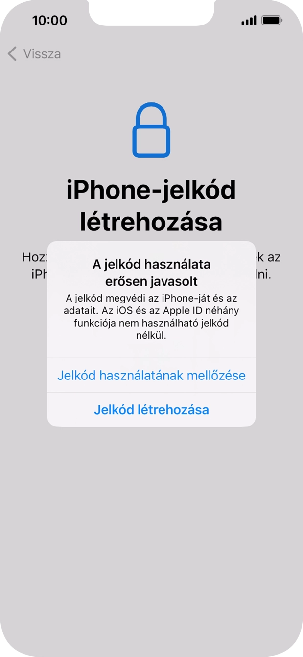 Ha kikapcsolod a funkciót, válaszd a Jelkód használatának mellőzése lehetőséget.