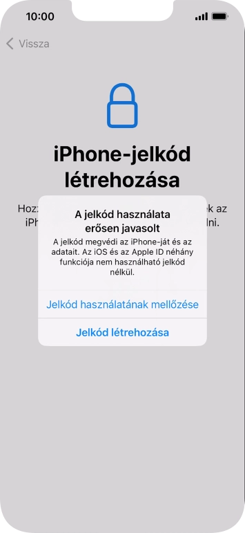 Ha kikapcsolod a funkciót, válaszd a Jelkód használatának mellőzése lehetőséget.