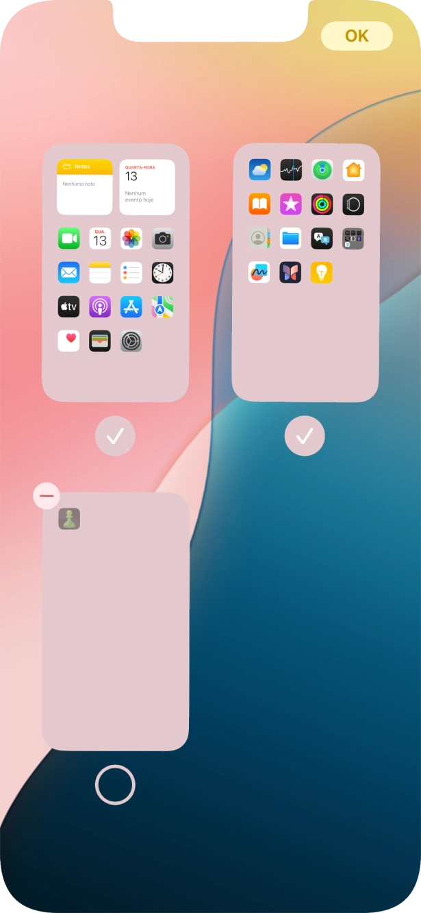 Prima o ícone de apagar junto do ecrã inicial pretendido.