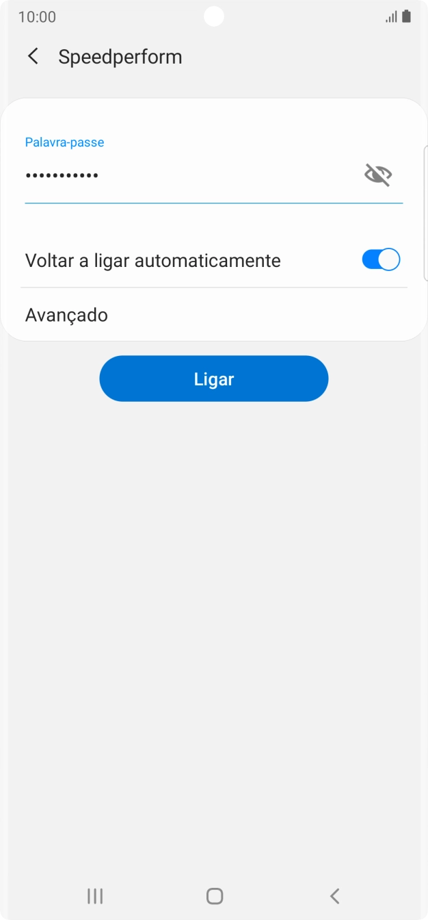 Introduza a password da rede Wi-Fi e prima Ligar.