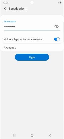 Introduza a password da rede Wi-Fi e prima Ligar.
