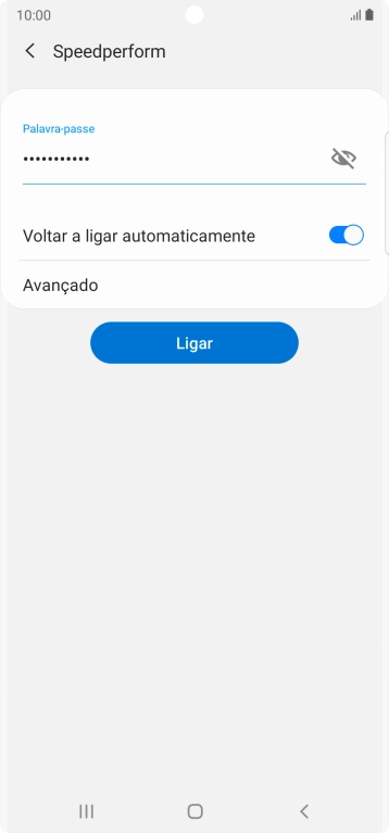 Introduza a password da rede Wi-Fi e prima Ligar.
