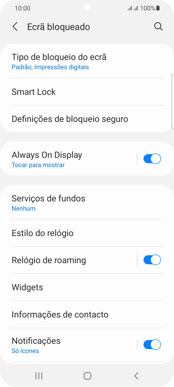 Prima Tipo de bloqueio do ecrã e introduza o código adicional de bloqueio do telefone que criou anteriormente.