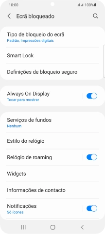 Prima Tipo de bloqueio do ecrã e introduza o código adicional de bloqueio do telefone que criou anteriormente.