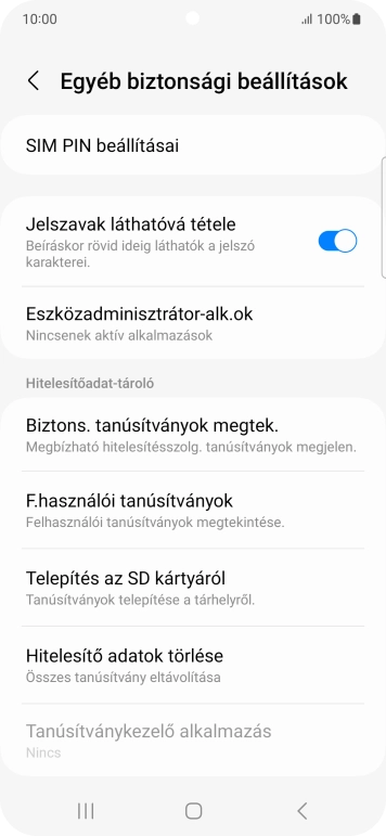 Válaszd a SIM PIN beállításai lehetőséget.