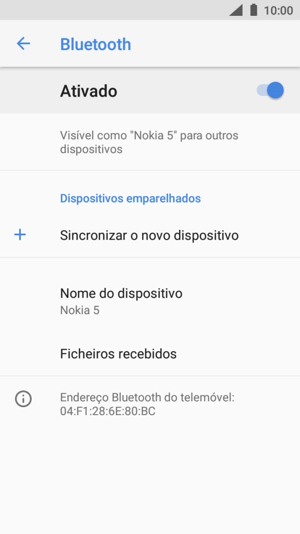 Prima Sincronizar o novo dispositivo.