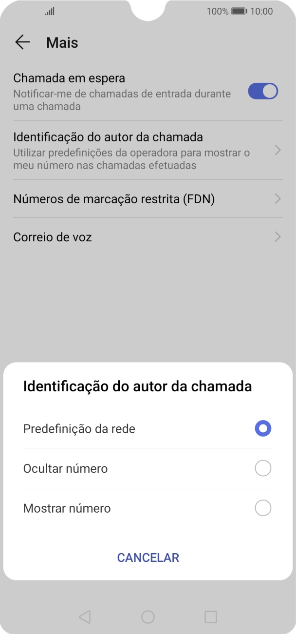 Prima Mostrar número para ativar a visualização do seu número.
