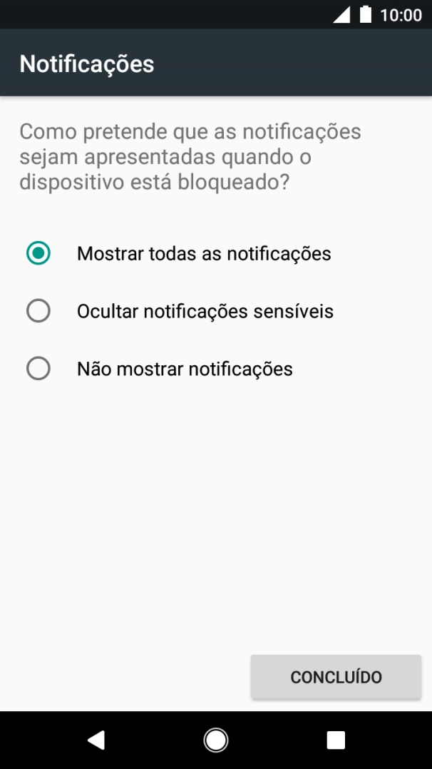 Prima CONCLUÍDO e siga as indicações no ecrã para estabelecer um código de bloqueio adicional.
