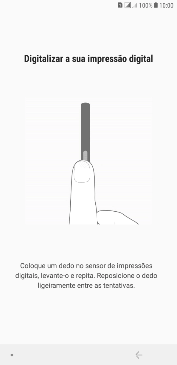 Siga as instruções no ecrã para definir uma impressão digital como código de bloqueio do telefone.