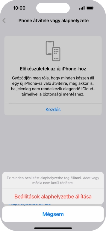 Válaszd a Beállítások alaphelyzetbe állítása lehetőséget.