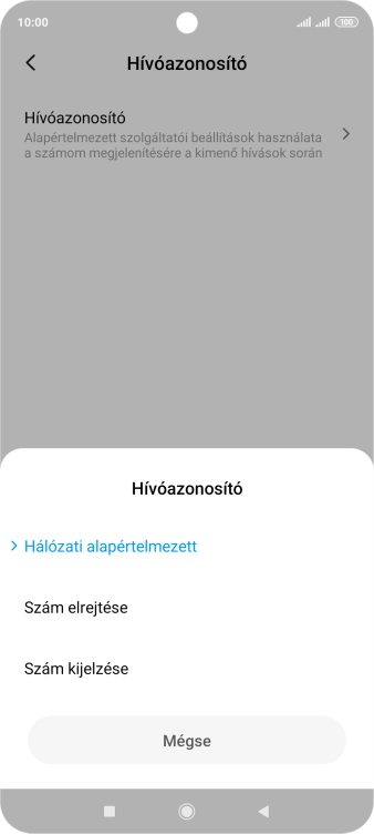 Válaszd a Szám kijelzése lehetőséget a hívószámküldés bekapcsolásához.