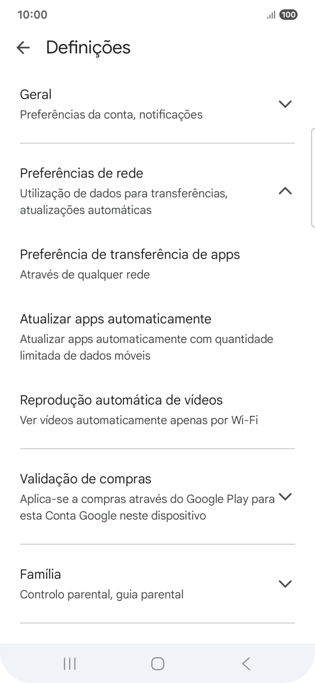 Prima Atualizar apps automaticamente.