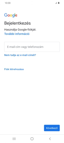 Amennyiben nincs Google-fiókod, válaszd a Fiók létrehozása lehetőséget, és kövesd a képernyőn megjelenő utasításokat egy új fiók létrehozásához.