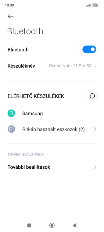 Válaszd ki a kívánt Bluetooth-eszközt, és kövesd a kijelzőn megjelenő utasításokat annak telefonodhoz történő csatlakoztatásához.