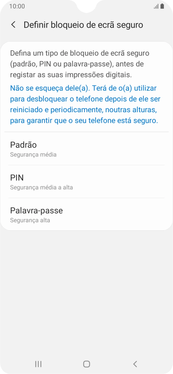Prima o código de bloqueio do telefone pretendido e siga as indicações no ecrã para estabelecer um código de bloqueio adicional.