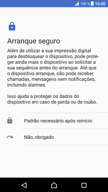 Prima a definição pretendida e siga as indicações no ecrã para estabelecer um código de bloqueio adicional.
