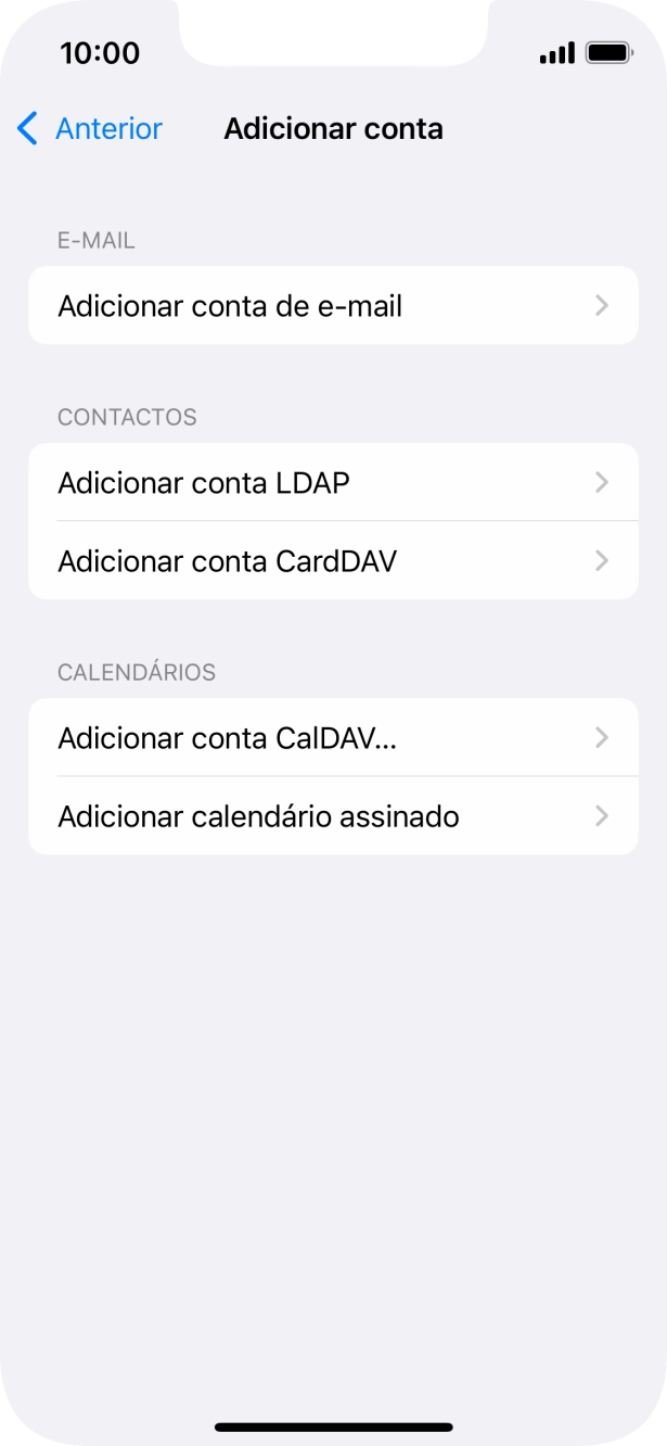 Prima Adicionar conta de e-mail.