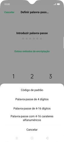 Prima o código de bloqueio do telefone pretendido e siga as indicações no ecrã para estabelecer um código de bloqueio adicional.