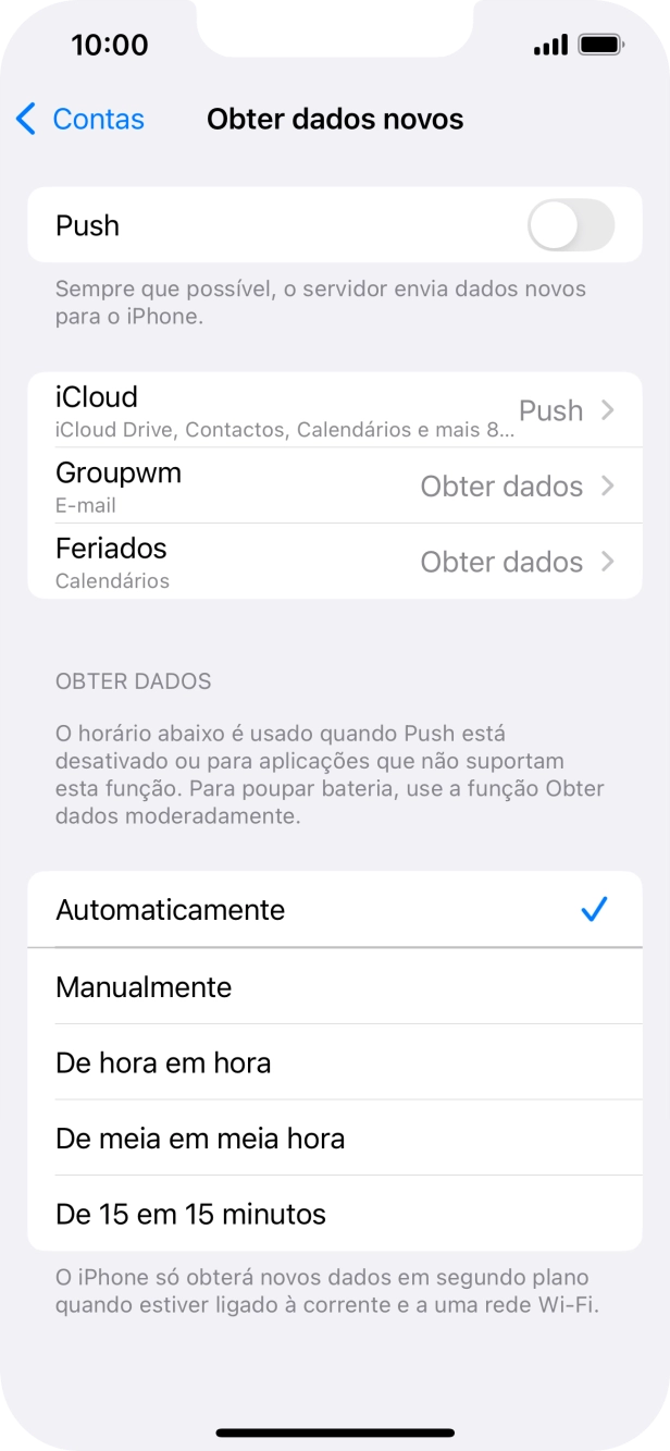 Se desativar a função, prima a definição pretendida.