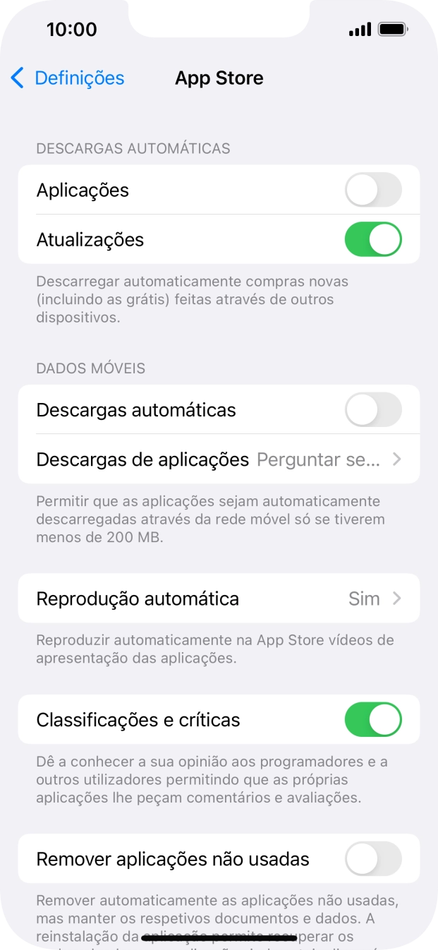 Prima o indicador junto aos tipos de conteúdo pretendidos para ativar ou desativar a função.