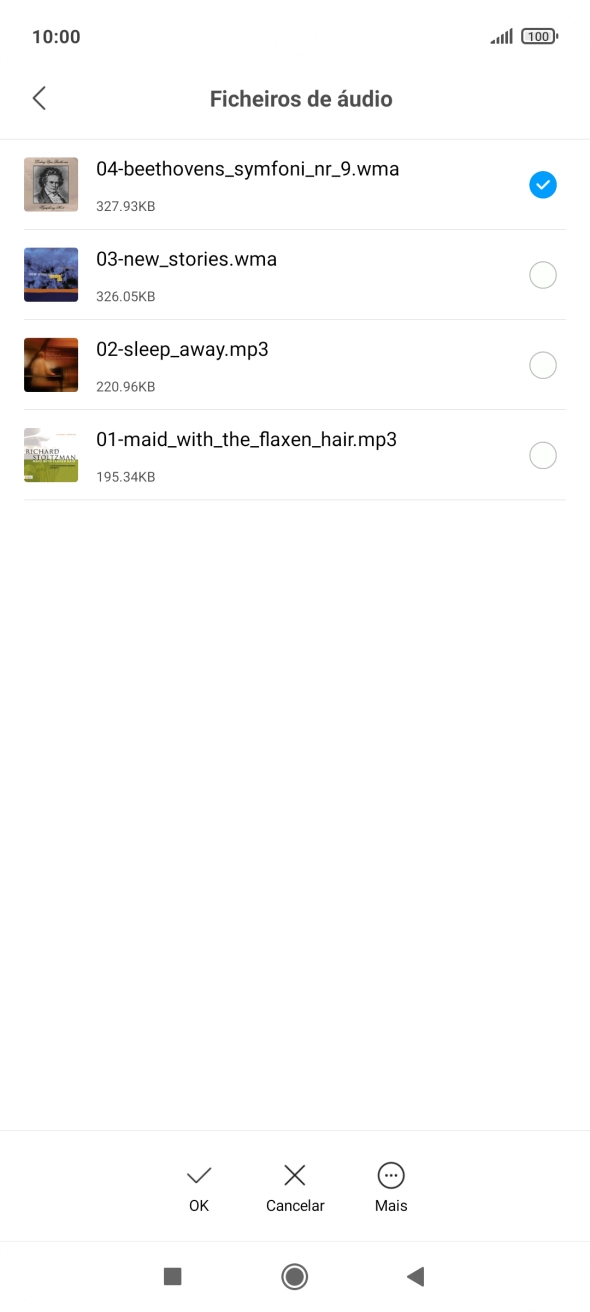 Quando tiver encontrado o tom de toque que pretende, prima OK.