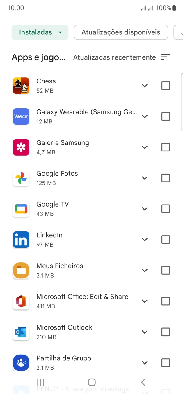 Prima a app pretendida.