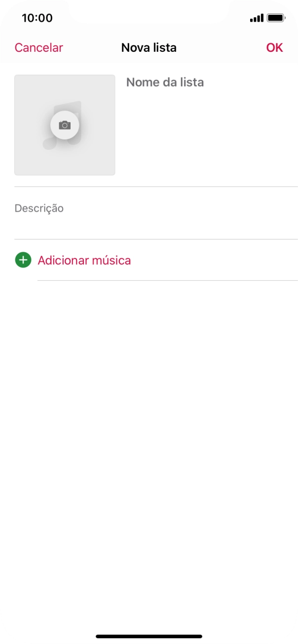 Prima o campo de escrita e introduza o nome da lista de reprodução.