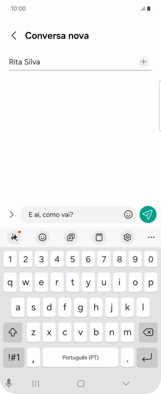 Crie uma nova mensagem e escreva o texto pretendido.
