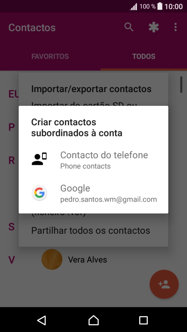 Prima Contacto do telefone.