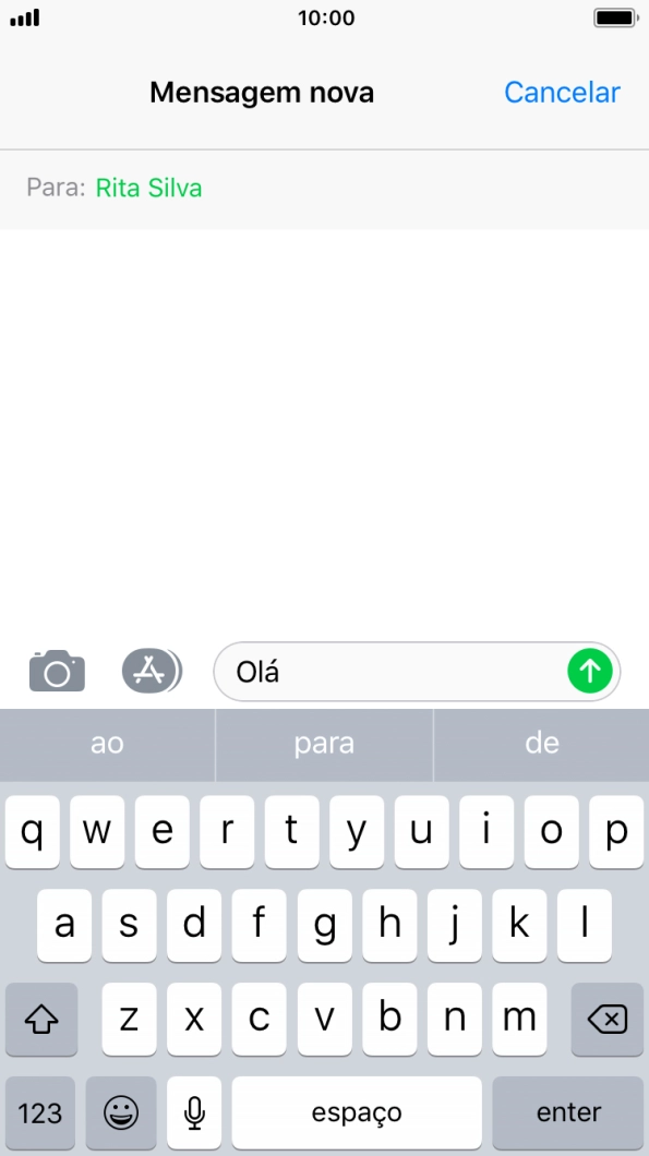 Prima o ícone para enviar.