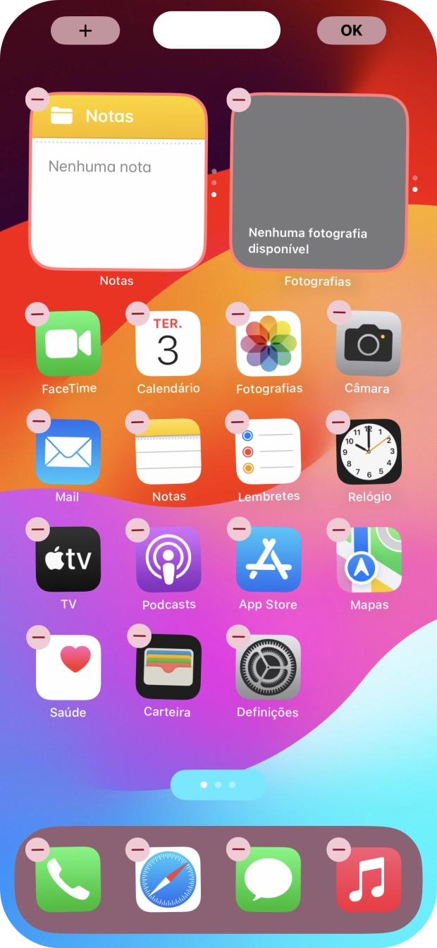 Prima o ícone de páginas do ecrã inicial.