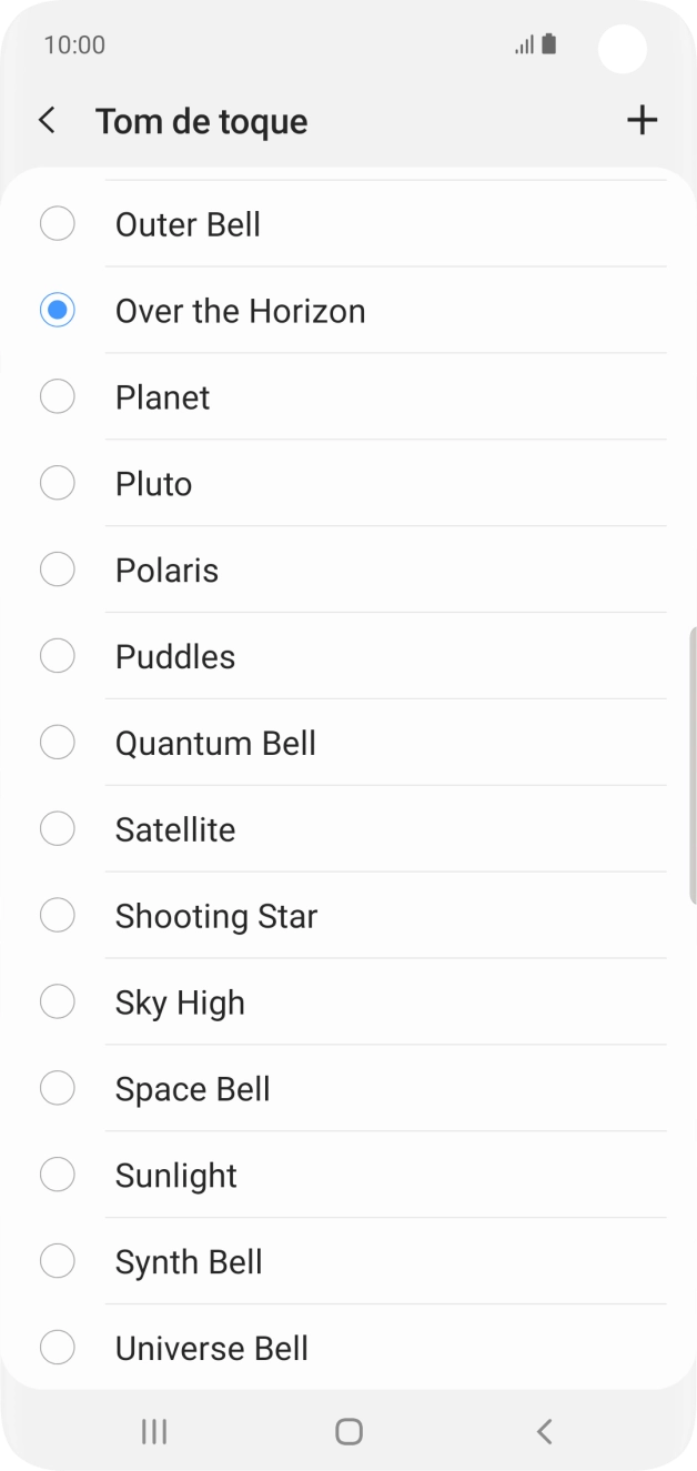 Prima o ícone para adicionar um tom de toque.