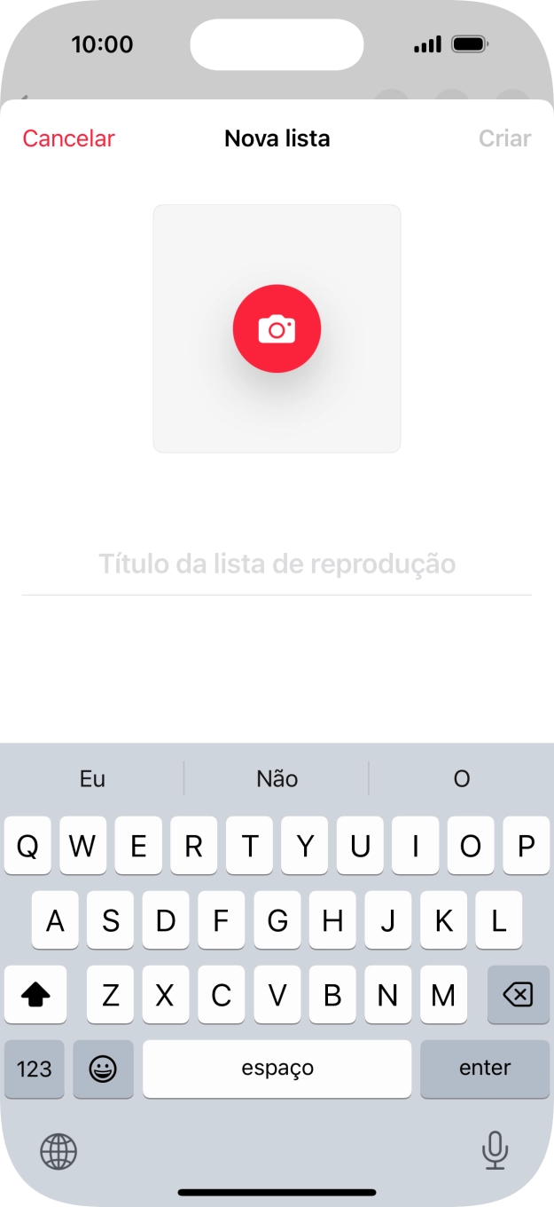 Prima o campo de escrita e introduza o nome da lista de reprodução.