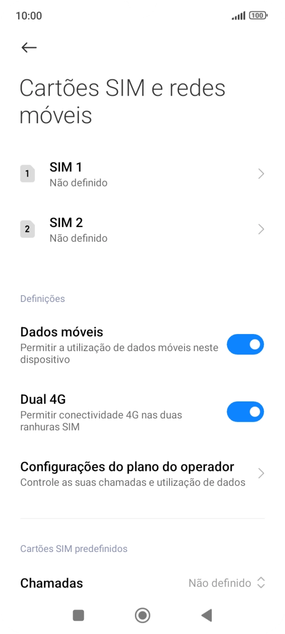 Prima o cartão SIM pretendido.