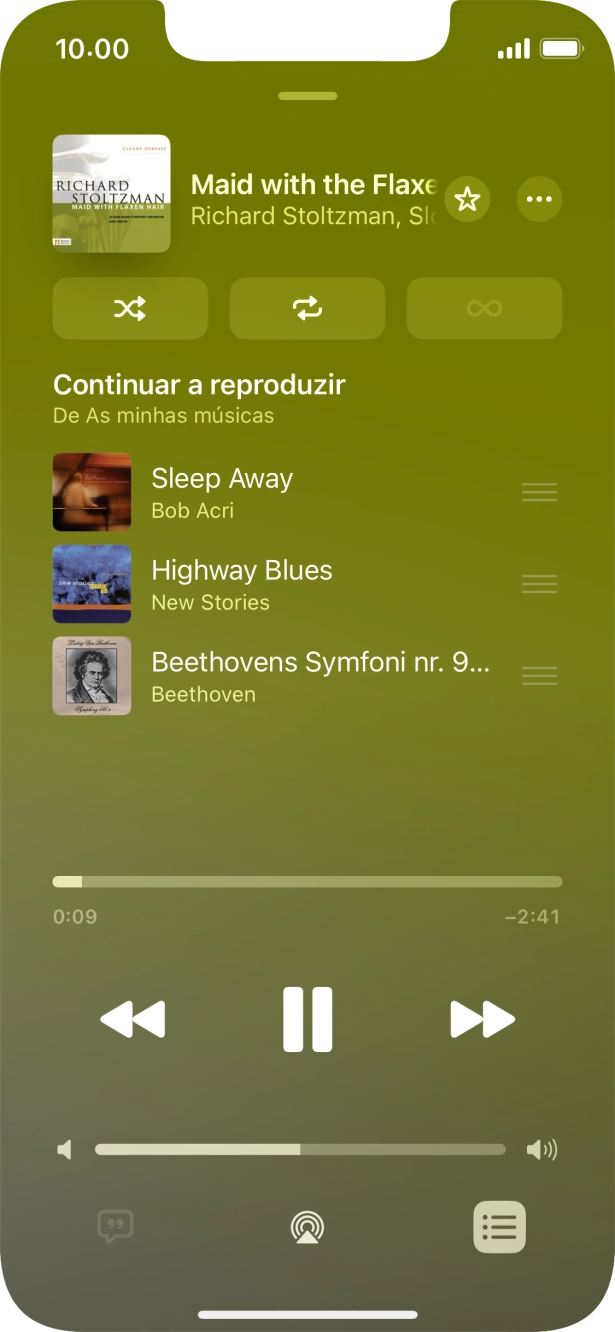 Prima o ícone de reprodução aleatória para ativar ou desativar a função.