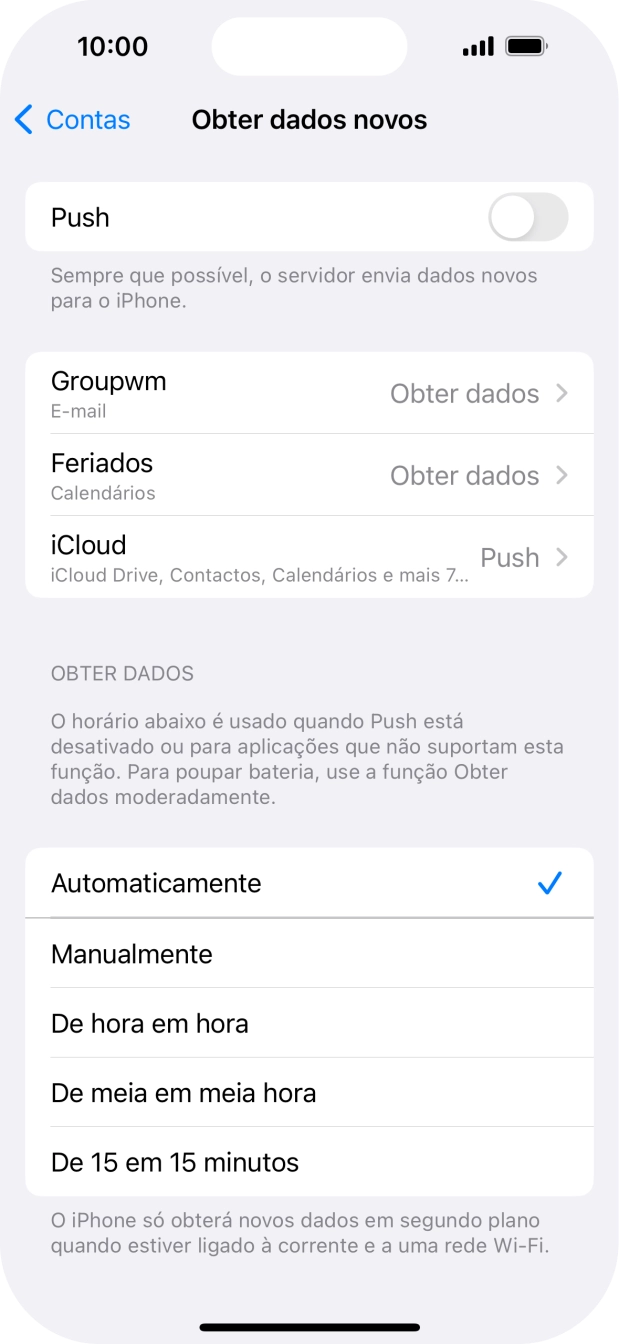 Se desativar a função, prima a definição pretendida.