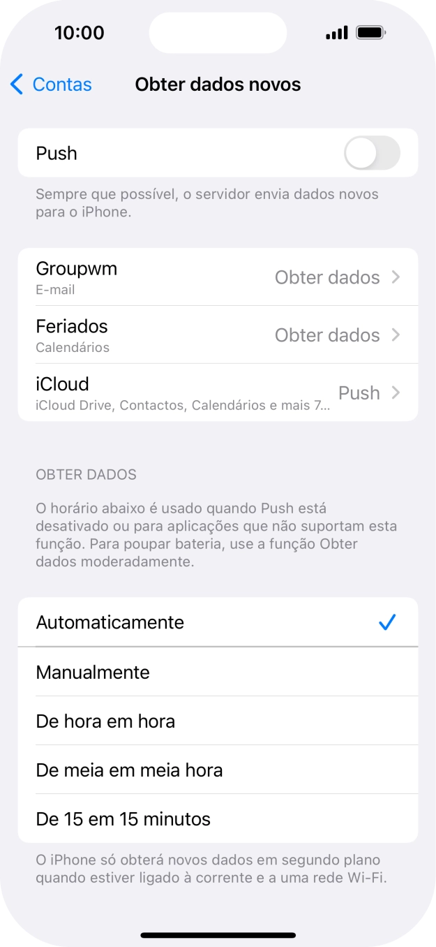 Se desativar a função, prima a definição pretendida.