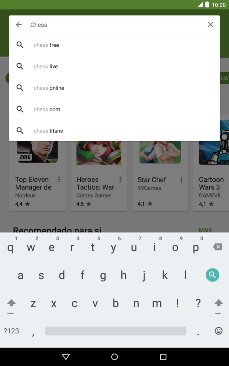 Introduza o nome ou categoria da app pretendida e prima o ícone para pesquisar.