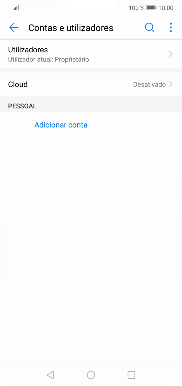 Prima Adicionar conta.